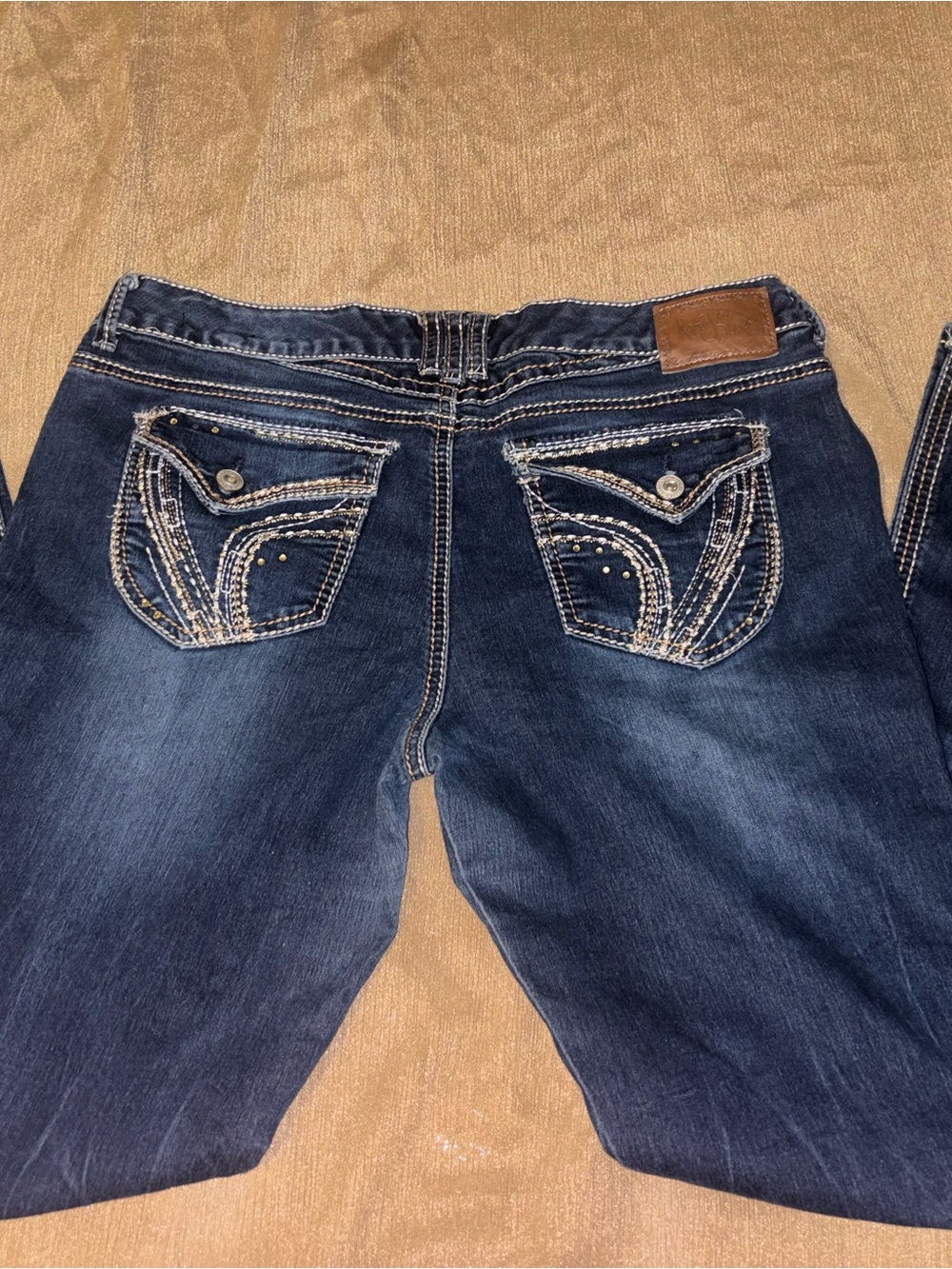 Women’s Dark Blue Embellished Back Pocket Jeans